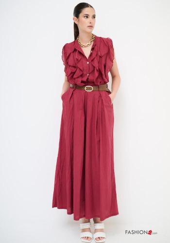 wide leg Hose aus Baumwolle mit Gürtel mit Taschen