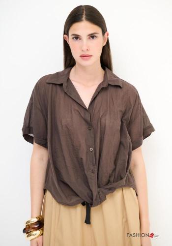 short sleeve with collar oversized Cotton Shirt with buttons