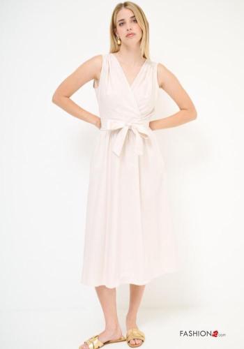 backless Cotton Dress with v-neck