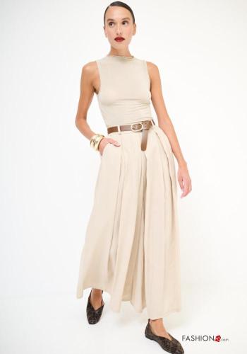 wide leg Hose mit Gürtel mit Taschen