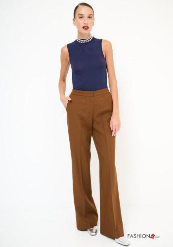 wide leg Hose mit Knöpfen mit Reißverschluss