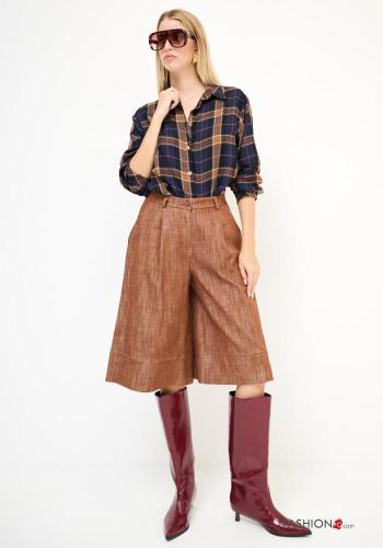 Bermuda en Coton à genoux avec poches à boutons avec élastique avec fermeture éclair