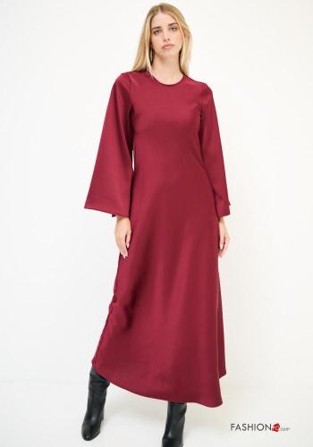 Vestido gola redonda costas abertas manga comprida cetim - ph 1