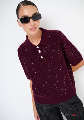 short sleeve Cashmere Blend Polo shirt with buttons