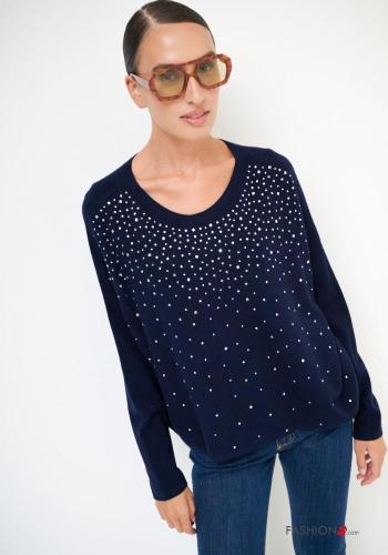 Maglione in Misto Lana maniche lunghe girocollo con strass - ph 1