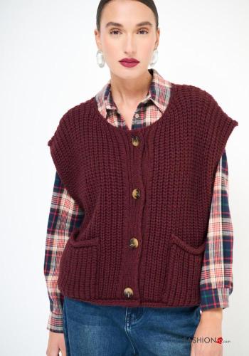 sleeveless Wool Mix Sweater with buttons with pockets