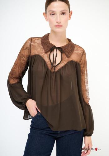 Embroidered lace trim Top