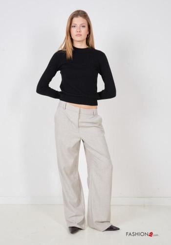 wide leg Trousers with buttons with zip with pockets