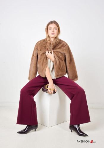faux fur long sleeve Coat with zip - ph 1