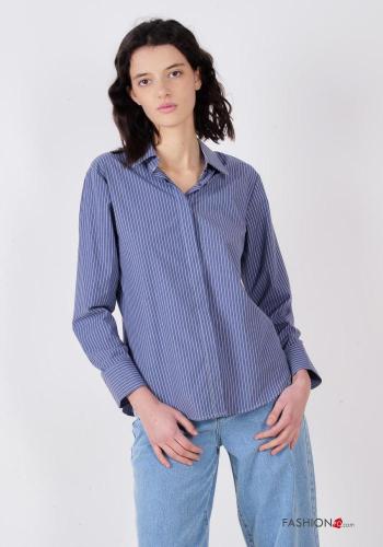 Camicia in Cotone maniche lunghe con colletto Fantasia righe con bottoni - ph 1