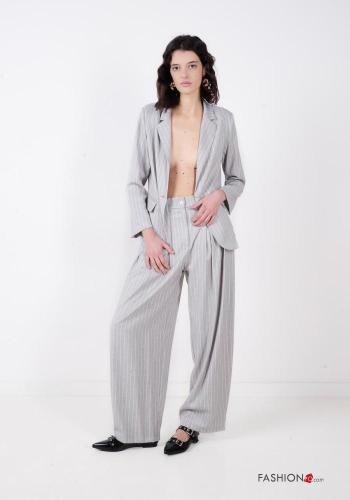 Pantalone wide leg Fantasia righe con tasche con bottoni con zip - ph 1