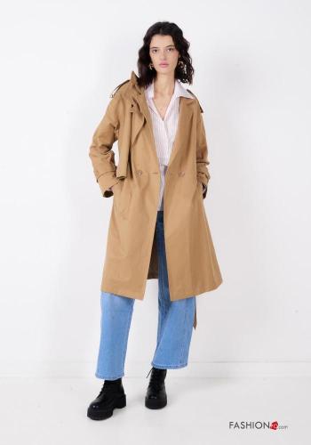 Trench in Cotone maniche lunghe con cintura in stoffa con bottoni con tasche - ph 1