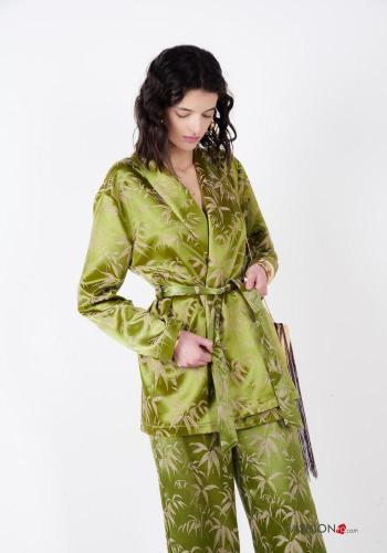 Kimono maniche lunghe Fantasia floreale con fusciacca - ph 1