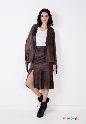 Gonna ecopelle con zip con frange - ph 1