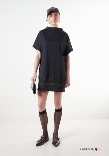 Spitze- kurze ärmel Kleid aus Baumwolle