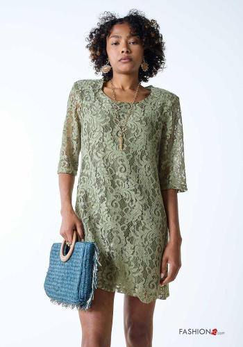Blumenmuster Spitze- kurz Kleid