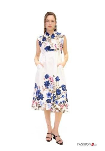 Vestido em Algodão Floral com bolsos