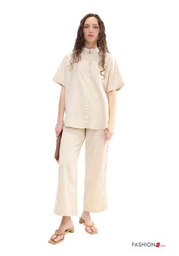 Pantalone in Lino Fantasia ricamata