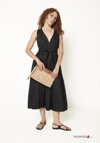 Vestido em Algodão gola V