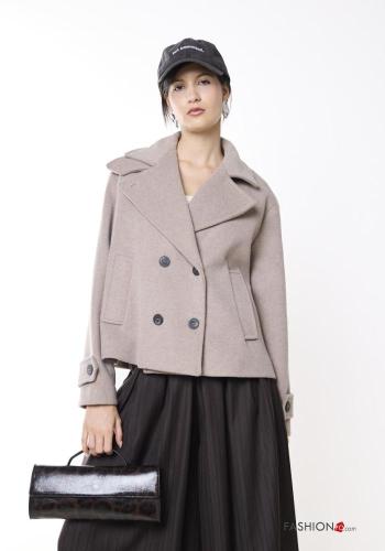 Cappotto in Misto Lana doppio petto corto a collo alto
