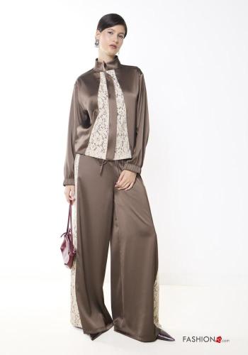 Pantalone in Cotone pizzo Fantasia ricamata