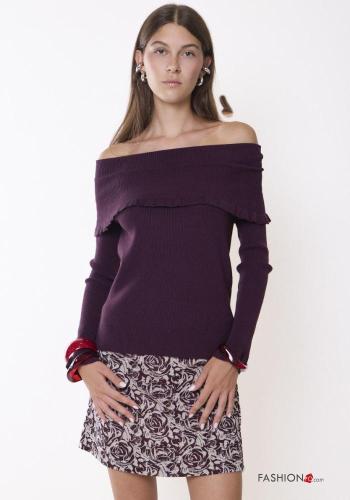 Maglione scollo profondo con scollo a barca
