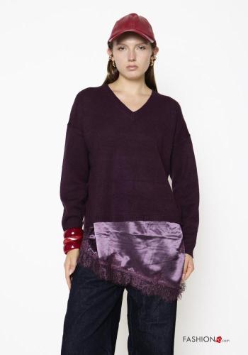 Maglione pizzo scollo a V