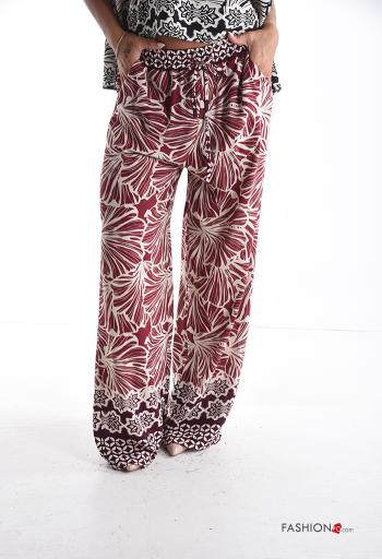 Bedrucktes wide leg Hose mit Taschen mit gummizug