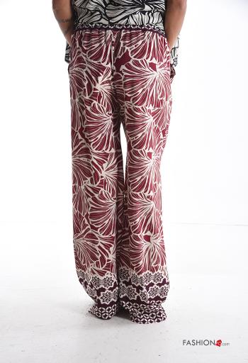 Bedrucktes wide leg Hose mit Taschen mit gummizug - ph 2