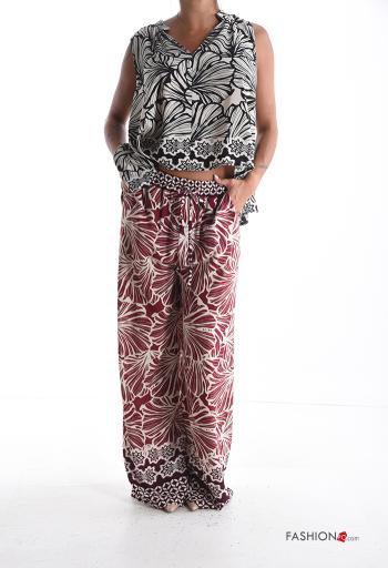 Bedrucktes wide leg Hose mit Taschen mit gummizug - ph 5