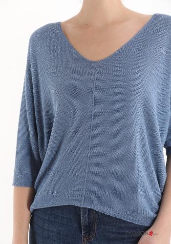 Lurex Strickpullover mit V-Ausschnitt - ph 4