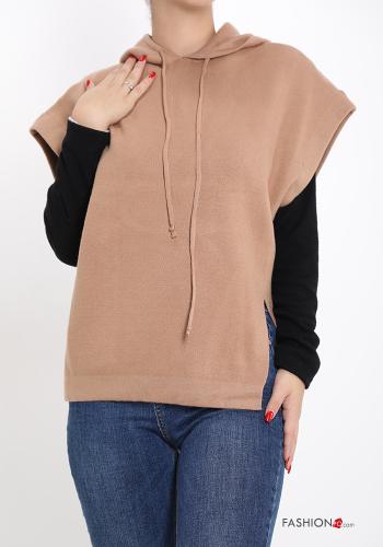 short sleeve Sweatshirt with hood with drawstring
