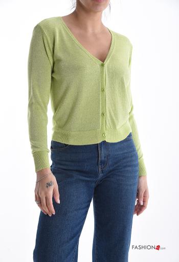lange ärmel Strickjacke mit Knöpfen mit V-Ausschnitt
