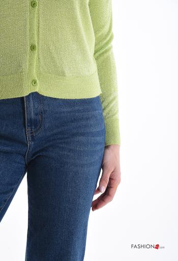 lange ärmel Strickjacke mit Knöpfen mit V-Ausschnitt - ph 4