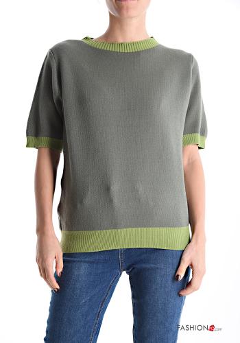 kurze ärmel u-boot ausschnitt Strickpullover
