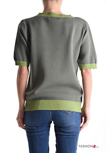 kurze ärmel u-boot ausschnitt Strickpullover - ph 2