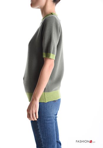 kurze ärmel u-boot ausschnitt Strickpullover - ph 3