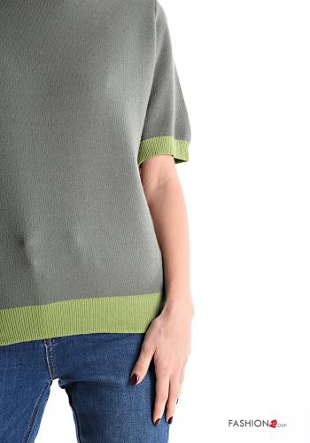 kurze ärmel u-boot ausschnitt Strickpullover - ph 4