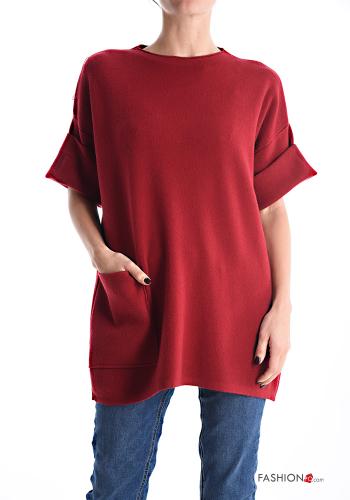 short sleeve crew neck Sweater with pockets