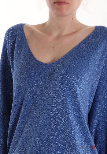 Lurex Strickpullover mit V-Ausschnitt 3/4 ärmel - ph 4