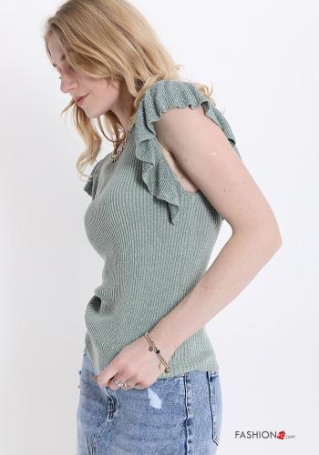 Lurex volantärmel T-shirt mit kette - ph 3