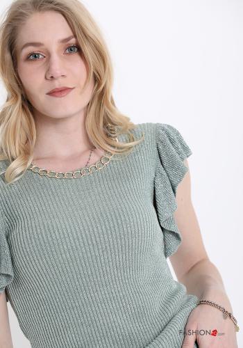 Lurex volantärmel T-shirt mit kette - ph 4