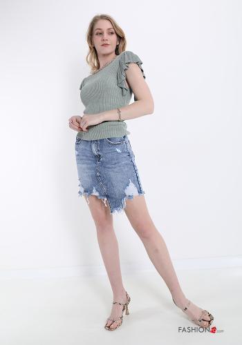 Lurex volantärmel T-shirt mit kette - ph 5