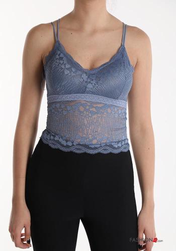mini backless lace trim Top with cups plunging neckline - ph 1