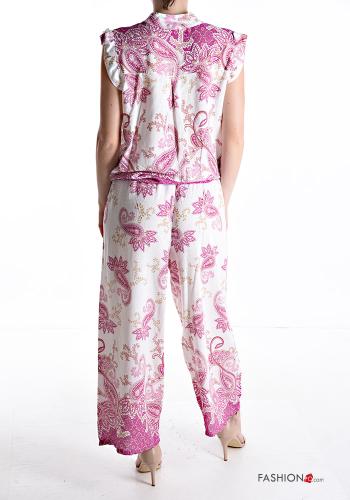Coordinato maniche corte wide leg Fantasia paisley con cintura con bottoni - ph 2