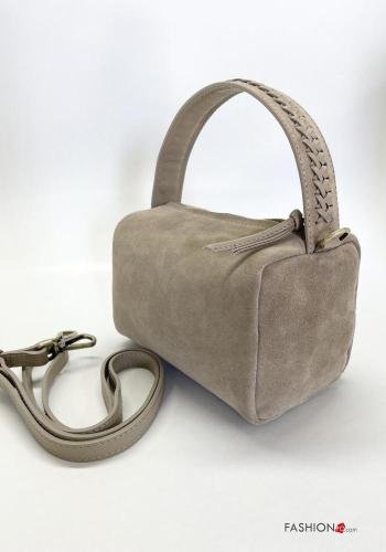 Borsa in Vera pelle camoscio con fodera con tracolla con tasche con zip - ph 1
