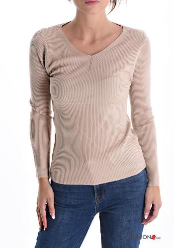 Ribbed Sweater with v-neck