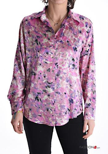 Camicia brillante maniche lunghe con colletto Fantasia floreale con bottoni - ph 1