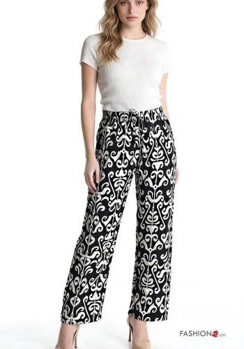 Calças wide leg com elástico