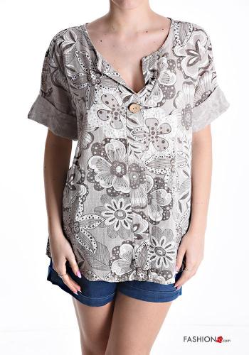 Blusa em Algodão manga curta com botões